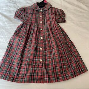 Ralph Lauren Baby Girls Red Plaid Dress 12 Mos